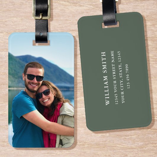 Personalisiertes Foto Green Simple Modern Gepäckanhänger