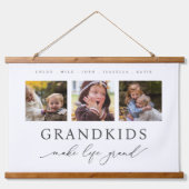 Personalisiertes Foto Großkinder machen Leben groß Wandteppich Mit Holzrahmen (Vorne)