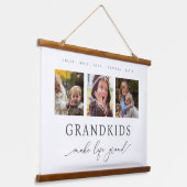 Personalisiertes Foto Großkinder machen Leben groß Wandteppich Mit Holzrahmen (Gewinkelt)
