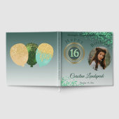 Personalisiertes Foto Grüner Glitzer, 16. Geburtst Gästebuch (Voll)
