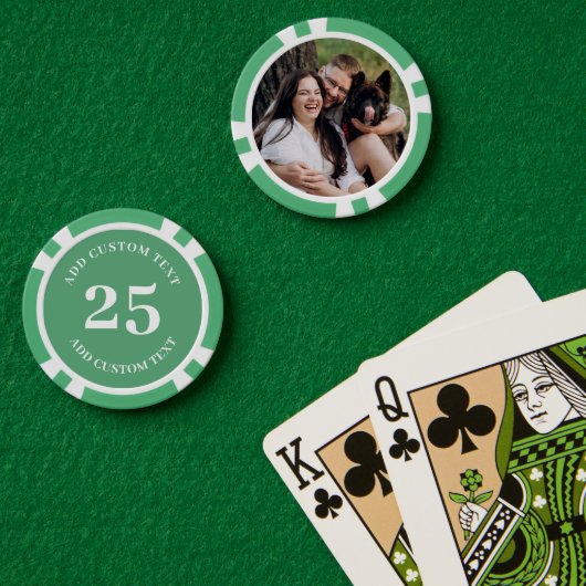 Personalisiertes Foto, grünes 25-wertiges Spiel Pokerchips (Pokertisch (doppelt))