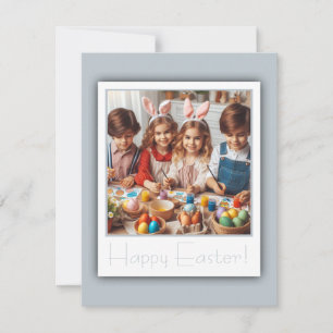 Personalisiertes Foto Happy Ostersilber Elegant Feiertagskarte