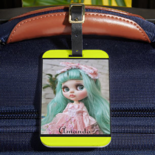 personalisiertes Foto hellneonig Zitrone Gepäckanhänger