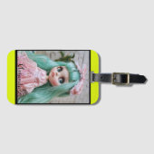 personalisiertes Foto hellneonig Zitrone Gepäckanhänger (Vorderseite (Horizontal))