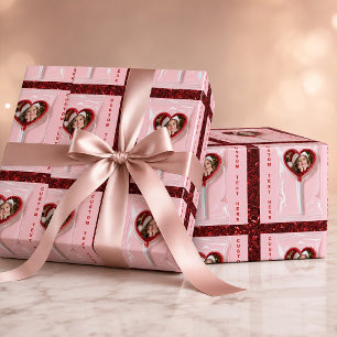 Personalisiertes Foto-Herz-Lutscher-Verpackungspap Geschenkpapier