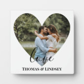 Personalisiertes Foto Herzrahmen Moderne Kalligrap Fotoplatte (Vorderseite)