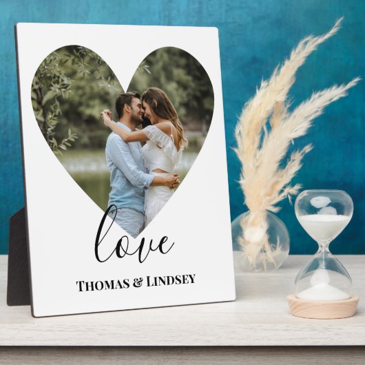 Personalisiertes Foto Herzrahmen Moderne Kalligrap Fotoplatte (Seite)