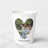 Personalisiertes Foto Herzrahmen Moderne Kalligrap Pappbecher (Rückseite)