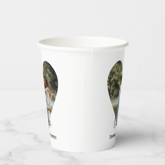 Personalisiertes Foto Herzrahmen Moderne Kalligrap Pappbecher (Rechts)