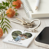 Personalisiertes Foto Herzrahmen Moderne Kalligrap Schlüsselanhänger (Vorderseite rechts)