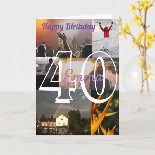 Personalisiertes Foto Hochladen 40. Geburtstag Karte (Gelbe Blume)