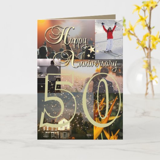 Personalisiertes Foto Hochladen 50 Jahre alt Karte (Gelbe Blume)