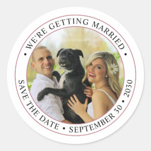 Personalisiertes Foto Hochzeit speichern Sie das D Runder Aufkleber