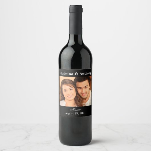 Personalisiertes Foto Hochzeit Wein Gefallen Etike Weinetikett (Vorderseite)