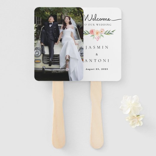 Personalisiertes Foto-Hochzeitsfächer-Programm Fächer (Vorne und Hinten)