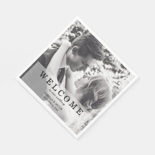 Personalisiertes Foto Hochzeitsfeier Napkin Serviette (Ecke)
