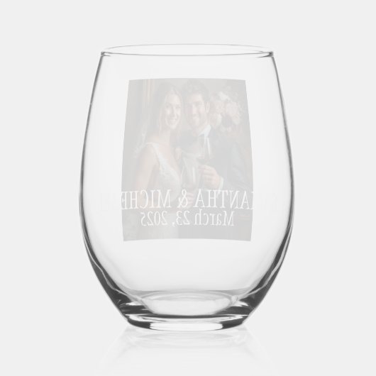 Personalisiertes Foto Hochzeitsgeschenk Brautgarte Weinglas Ohne Stiel (Rückseite)