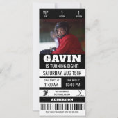 Personalisiertes Foto Hockey Ticket Geburtstagspar Einladung (Vorderseite)