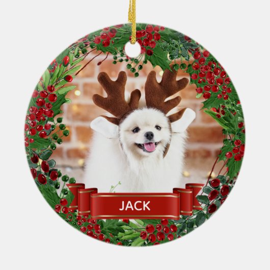 Personalisiertes Foto Hund Lover Weihnachtsschmuck (Hinten)