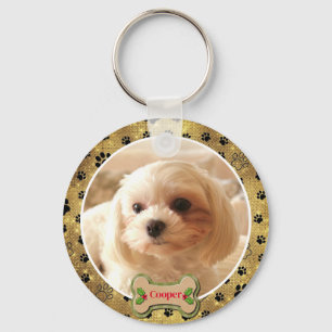 Personalisiertes Foto-Hund - Pfotenabdruck-Design Schlüsselanhänger