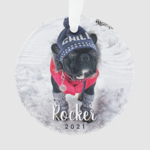 Personalisiertes Foto Hund Welpenurlaub Ornament