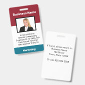 Personalisiertes Foto-ID-Abzeichen für Mitarbeiter Ausweis (Vorder- & Rückseite)