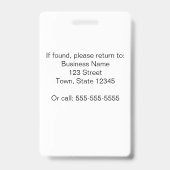 Personalisiertes Foto-ID-Abzeichen für Mitarbeiter Ausweis (Rückseite)