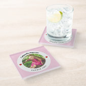 Personalisiertes Foto im rustikalen Baby Glasuntersetzer (Schrägansicht)