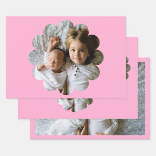 Personalisiertes Foto in Blütenform Geschenkpapier Set