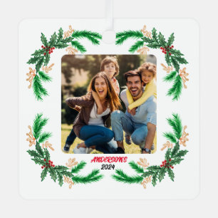 Personalisiertes Foto in der Familie mit Holly Bor Ornament Aus Metall