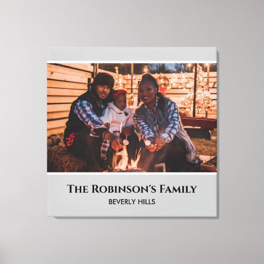 Personalisiertes Foto in Grau-Rahmen mit Texten Leinwanddruck (Vorderseite)