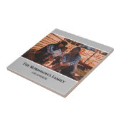 Personalisiertes Foto in Graurahmen mit Texten Fliese (Seite)