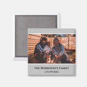 Personalisiertes Foto in Graurahmen mit Texten Magnet (Vorderseite/Rückseite)