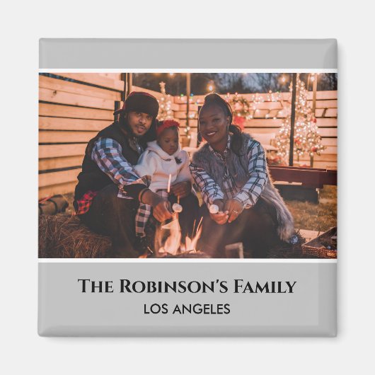 Personalisiertes Foto in Graurahmen mit Texten Magnet (Vorne)