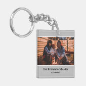 Personalisiertes Foto in Graurahmen mit Texten Schlüsselanhänger (Vorderseite links)