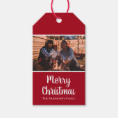 Personalisiertes Foto in Rot-Rahmen Weihnachten Geschenkanhänger (Vorderseite)