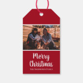 Personalisiertes Foto in Rot-Rahmen Weihnachten Geschenkanhänger (Rückseite)