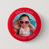 Personalisiertes Foto in Rot und Rosa Button (Vorderseite)