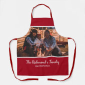 Personalisiertes Foto in Roter Schrift mit Texten Schürze (Vorderseite)