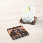 Personalisiertes Foto in rustikaler dunkler Holzst Getränkeuntersetzer (Rechte Seite)