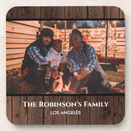 Personalisiertes Foto in rustikaler dunkler Holzst Getränkeuntersetzer