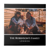 Personalisiertes Foto in Schwarz-Rahmen mit Texten Fliese (Vorderseite)