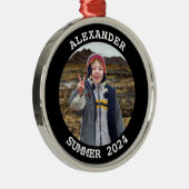 Personalisiertes Foto in Schwarz und Weiß Ornament Aus Metall (Rechts)