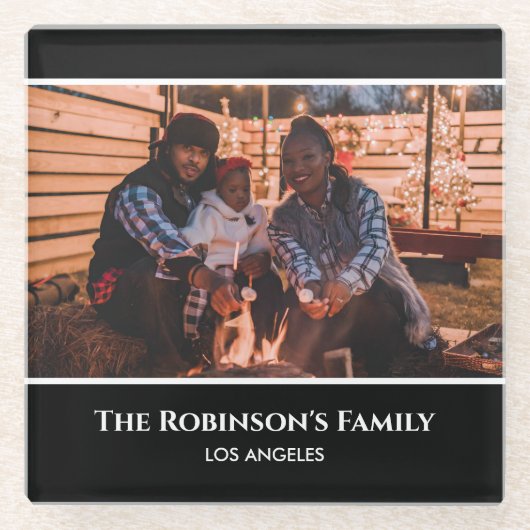 Personalisiertes Foto in Schwarzweißrahmen mit Tex Glasuntersetzer (Vorderseite)