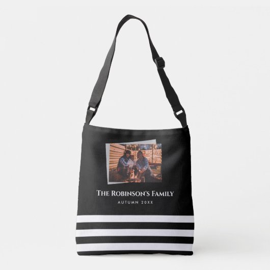 Personalisiertes Foto in Schwarzweißrahmen mit Tex Tragetaschen Mit Langen Trägern (Rückseite)