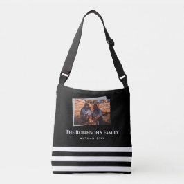 Personalisiertes Foto in Schwarzweißrahmen mit Tex Tragetaschen Mit Langen Trägern