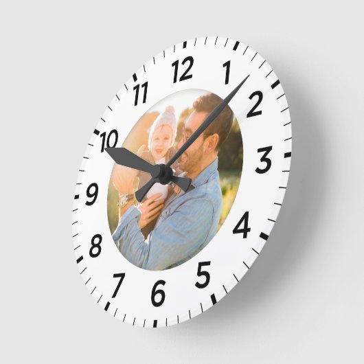 Personalisiertes Foto Inlay White Runde Wanduhr (Winkel)