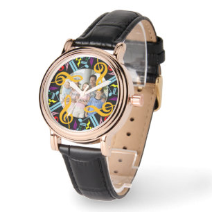 Personalisiertes Foto Jumbled Musiknoten Armbanduhr