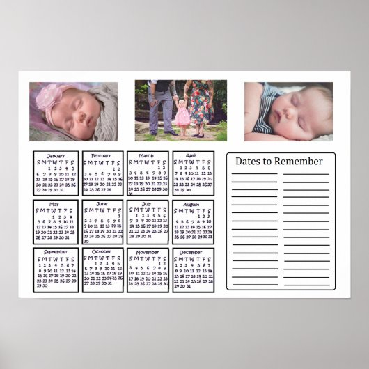 Personalisiertes Foto-Kalender-Poster 2019 Poster (Vorne)