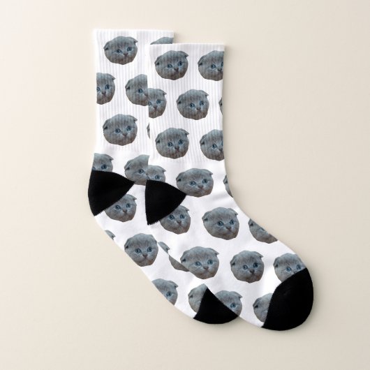 Personalisiertes Foto Katze weiß Socken (Paar)